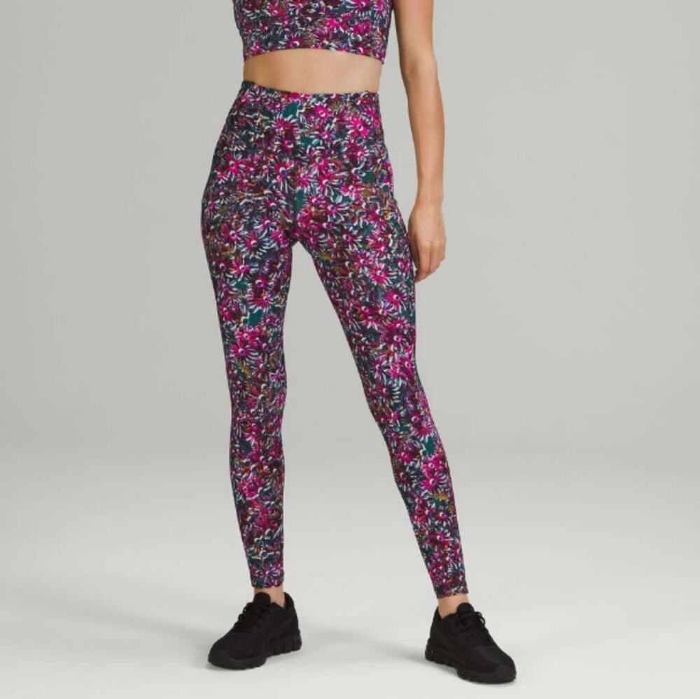 Lululemon Floral Electric Multi 28" Base Pace High-Rise Fleece Tight 8